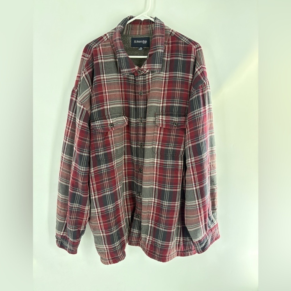 St. John's Bay Red and Gray Plaid Shirt